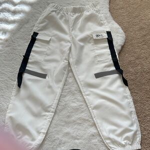 Kids White Joggers with Black and Gray Accents